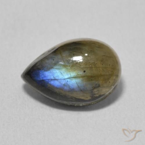 2.31ct طبيعي متعدد الألوان لابرادوريت, شكل الكمثرى, نصف شفاف