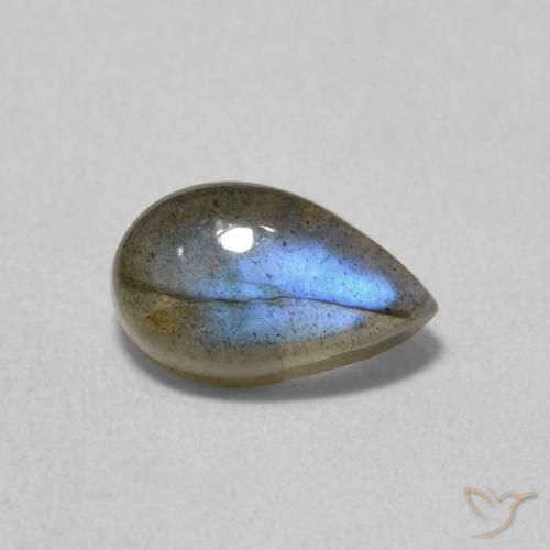 1.05ct طبيعي متعدد الألوان لابرادوريت, شكل الكمثرى, نصف شفاف