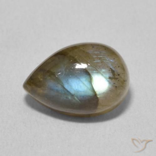 2.48ct طبيعي متعدد الألوان لابرادوريت, شكل الكمثرى, نصف شفاف