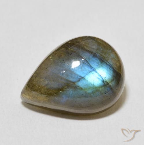 8.66ct طبيعي متعدد الألوان لابرادوريت, شكل الكمثرى, نصف شفاف