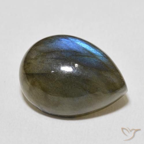 9.42ct طبيعي متعدد الألوان لابرادوريت, شكل الكمثرى, نصف شفاف