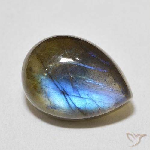 10.57ct طبيعي متعدد الألوان لابرادوريت, شكل الكمثرى, شفاف