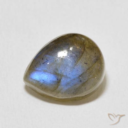 3.87ct طبيعي متعدد الألوان لابرادوريت, شكل الكمثرى, نصف شفاف
