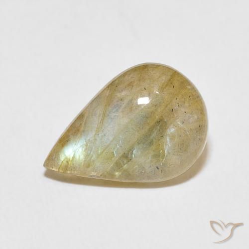 3.40ct طبيعي متعدد الألوان لابرادوريت, شكل الكمثرى, نصف شفاف