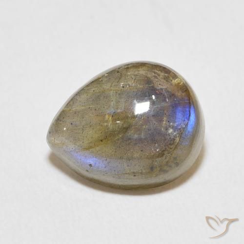 3.92ct طبيعي متعدد الألوان لابرادوريت, شكل الكمثرى, نصف شفاف