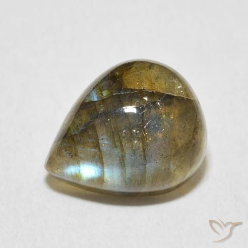 4.78ct طبيعي متعدد الألوان لابرادوريت, شكل الكمثرى, نصف شفاف
