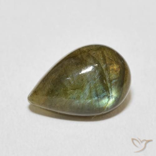 3.62ct طبيعي متعدد الألوان لابرادوريت, شكل الكمثرى, نصف شفاف