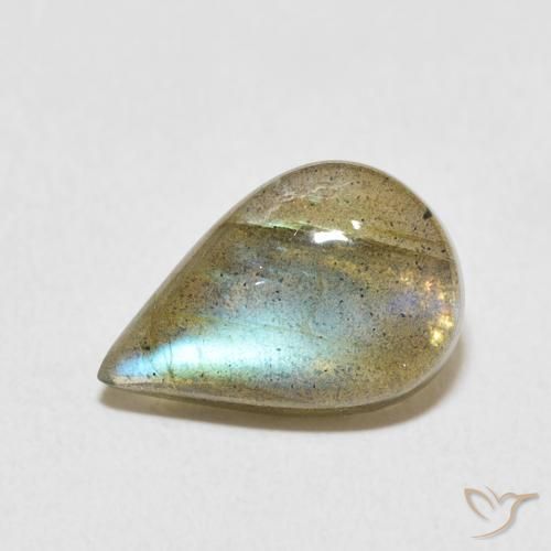 3.57ct طبيعي متعدد الألوان لابرادوريت, شكل الكمثرى, نصف شفاف