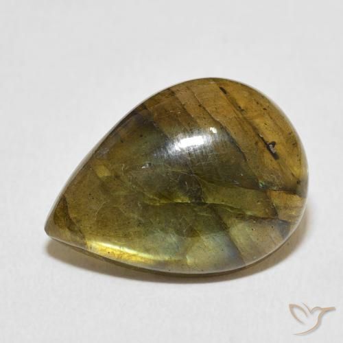 8.95ct طبيعي متعدد الألوان لابرادوريت, شكل الكمثرى, نصف شفاف