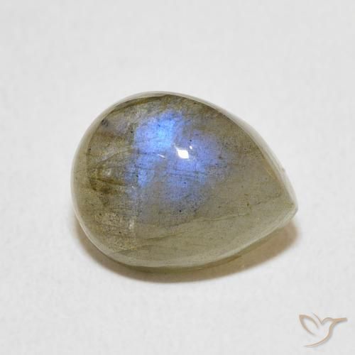 4.03ct طبيعي متعدد الألوان لابرادوريت, شكل الكمثرى, نصف شفاف