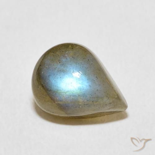3.07ct طبيعي متعدد الألوان لابرادوريت, شكل الكمثرى, نصف شفاف