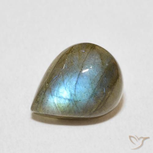 2.65ct طبيعي متعدد الألوان لابرادوريت, شكل الكمثرى, نصف شفاف