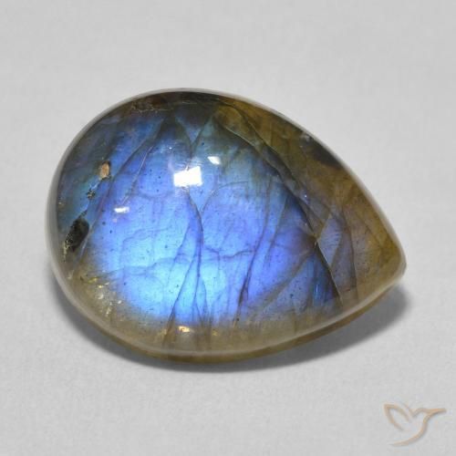8.26ct طبيعي متعدد الألوان لابرادوريت, شكل الكمثرى, نصف شفاف