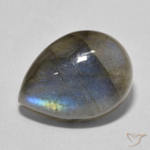 10.67ct طبيعي متعدد الألوان لابرادوريت, شكل الكمثرى, نصف شفاف