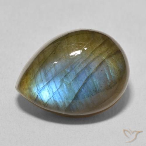 11.00ct طبيعي متعدد الألوان لابرادوريت, شكل الكمثرى, نصف شفاف
