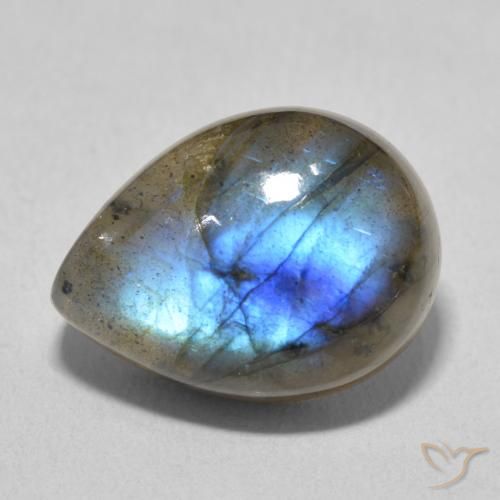 10.74ct طبيعي متعدد الألوان لابرادوريت, شكل الكمثرى, نصف شفاف