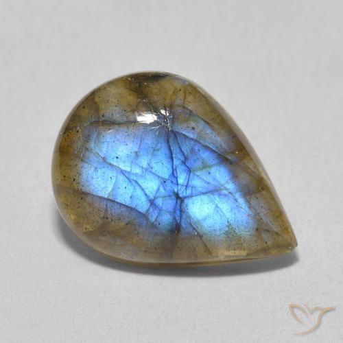 6.23ct طبيعي متعدد الألوان لابرادوريت, شكل الكمثرى, نصف شفاف