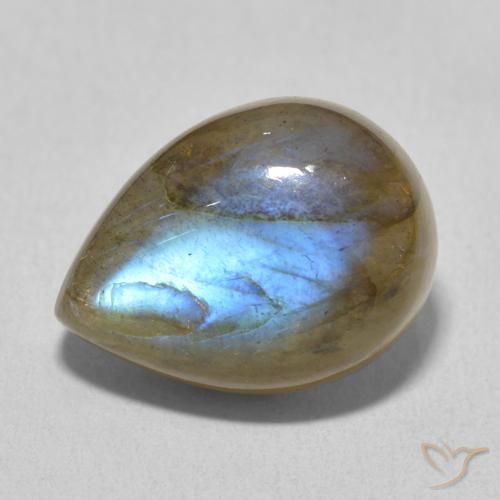 10.14ct طبيعي متعدد الألوان لابرادوريت, شكل الكمثرى, نصف شفاف