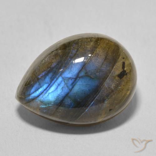 10.22ct طبيعي متعدد الألوان لابرادوريت, شكل الكمثرى, نصف شفاف
