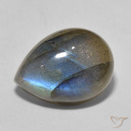 10.20ct طبيعي متعدد الألوان لابرادوريت, شكل الكمثرى, نصف شفاف