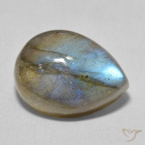 10.35ct طبيعي متعدد الألوان لابرادوريت, شكل الكمثرى, نصف شفاف