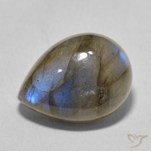 10.41ct طبيعي متعدد الألوان لابرادوريت, شكل الكمثرى, نصف شفاف