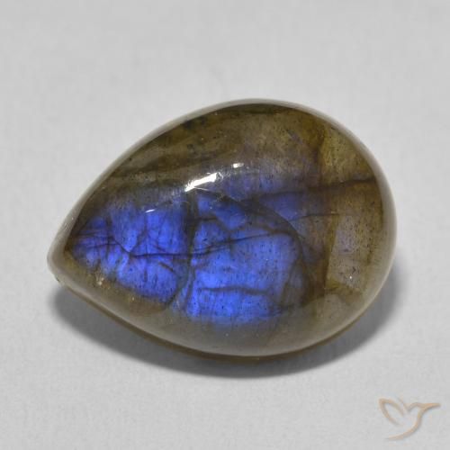 9.73ct طبيعي متعدد الألوان لابرادوريت, شكل الكمثرى, نصف شفاف