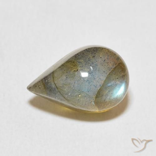 4.47ct طبيعي متعدد الألوان لابرادوريت, شكل الكمثرى, نصف شفاف