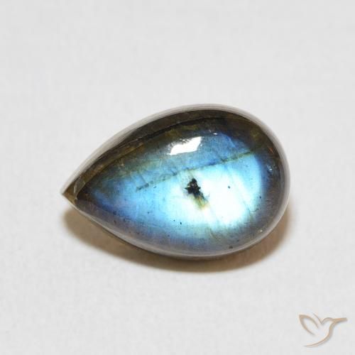 3.95ct طبيعي متعدد الألوان لابرادوريت, شكل الكمثرى, نصف شفاف