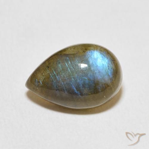 3.87ct طبيعي متعدد الألوان لابرادوريت, شكل الكمثرى, نصف شفاف