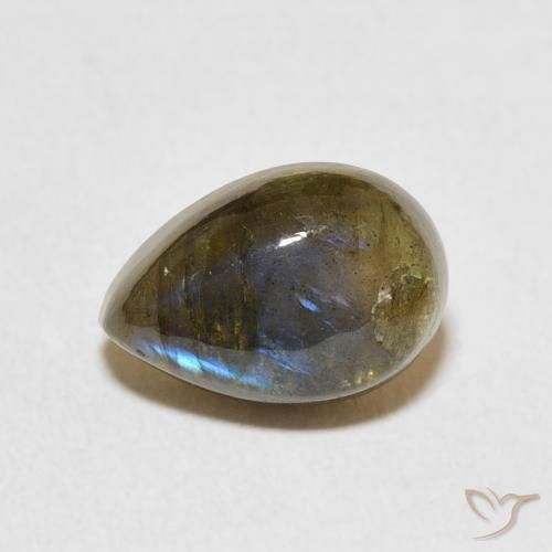 3.92ct طبيعي متعدد الألوان لابرادوريت, شكل الكمثرى, نصف شفاف