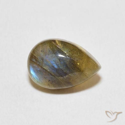 1.80ct طبيعي متعدد الألوان لابرادوريت, شكل الكمثرى, نصف شفاف