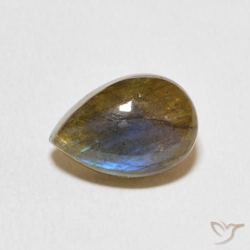 2.73ct طبيعي متعدد الألوان لابرادوريت, شكل الكمثرى, نصف شفاف