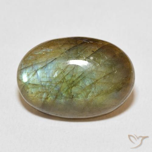 12.53ct طبيعي متعدد الألوان لابرادوريت, بيضوي, نصف شفاف