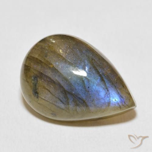 12.67ct طبيعي متعدد الألوان لابرادوريت, شكل الكمثرى, نصف شفاف