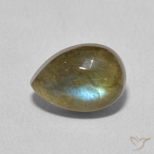 2.30ct طبيعي متعدد الألوان لابرادوريت, شكل الكمثرى, نصف شفاف