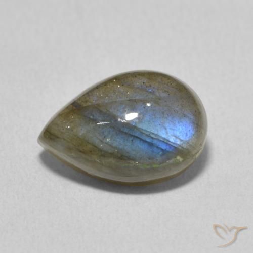 3.89ct طبيعي متعدد الألوان لابرادوريت, شكل الكمثرى, نصف شفاف