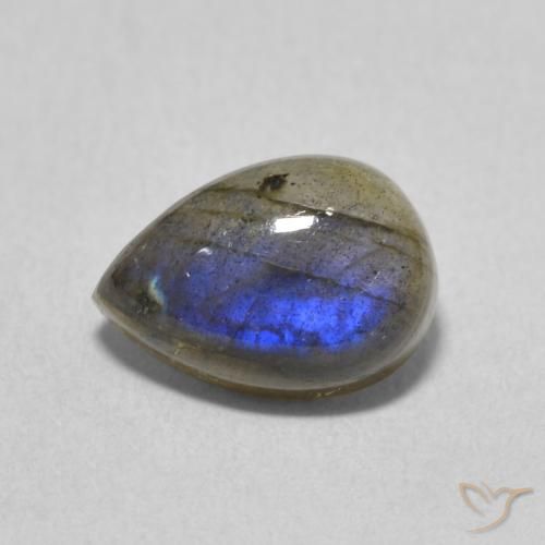 2.57ct طبيعي متعدد الألوان لابرادوريت, شكل الكمثرى, نصف شفاف