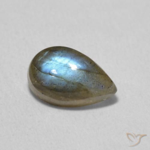 1.04ct طبيعي متعدد الألوان لابرادوريت, شكل الكمثرى, نصف شفاف