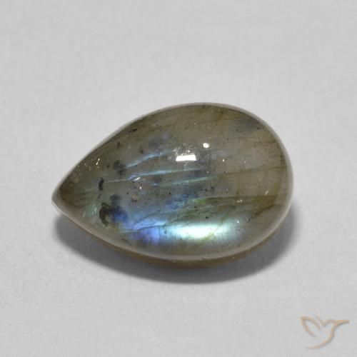 4.26ct طبيعي متعدد الألوان لابرادوريت, شكل الكمثرى, نصف شفاف