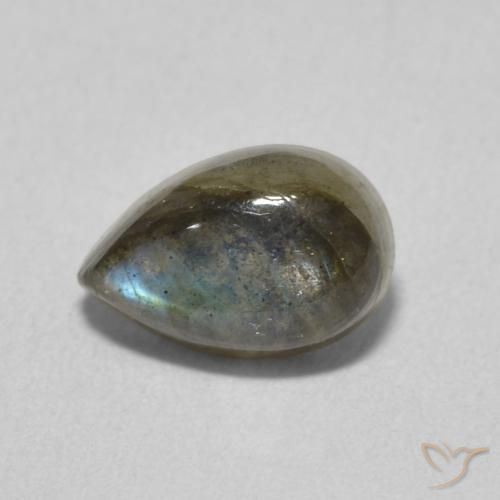 1.68ct طبيعي متعدد الألوان لابرادوريت, شكل الكمثرى, نصف شفاف