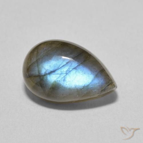 4.00ct طبيعي متعدد الألوان لابرادوريت, شكل الكمثرى, نصف شفاف
