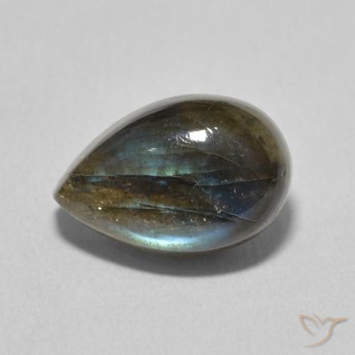 4.40ct طبيعي متعدد الألوان لابرادوريت, شكل الكمثرى, نصف شفاف