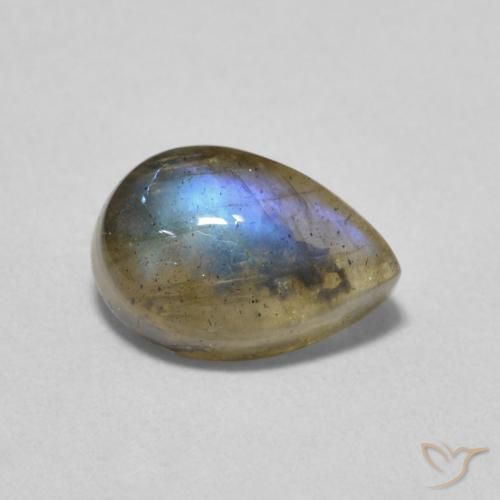 1.69ct طبيعي متعدد الألوان لابرادوريت, شكل الكمثرى, نصف شفاف