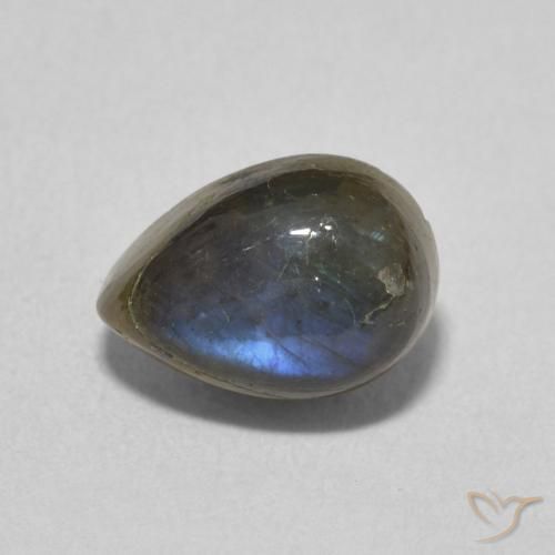 1.86ct طبيعي متعدد الألوان لابرادوريت, شكل الكمثرى, نصف شفاف