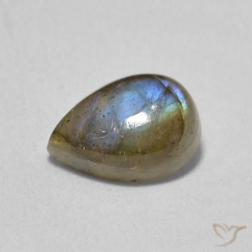 1.66ct طبيعي متعدد الألوان لابرادوريت, شكل الكمثرى, نصف شفاف