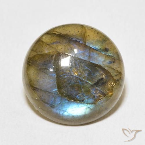 12.33ct طبيعي متعدد الألوان لابرادوريت, دائري, نصف شفاف