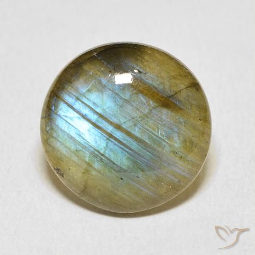 7.10ct طبيعي متعدد الألوان لابرادوريت, دائري, نصف شفاف