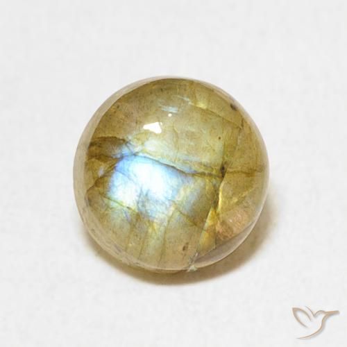 1.33ct طبيعي متعدد الألوان لابرادوريت, دائري, نصف شفاف