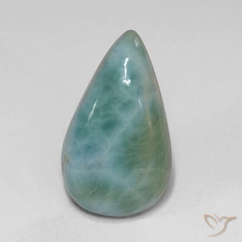 5.53ct طبيعي أخضر أزرق فاتح لاريمار, شكل الكمثرى, غير شفاف